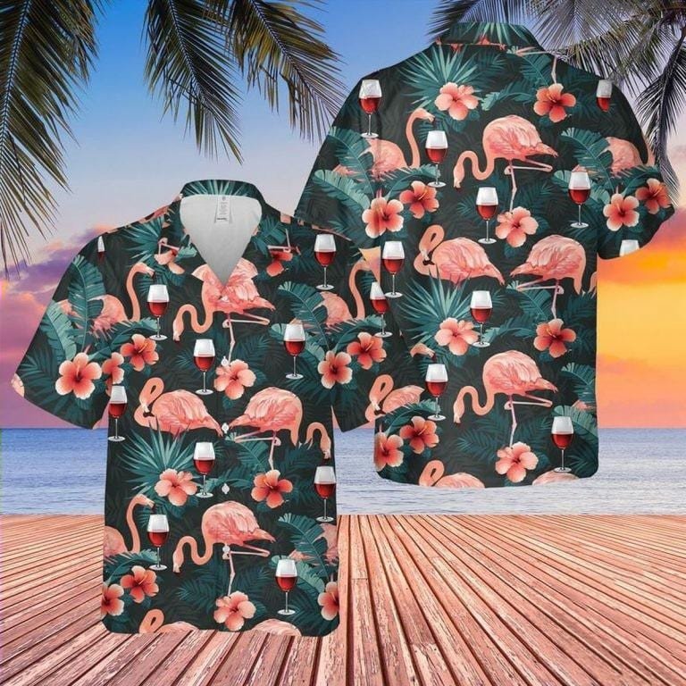 Hawaii Aloha Shirts Flamingo And Wine Ha104098