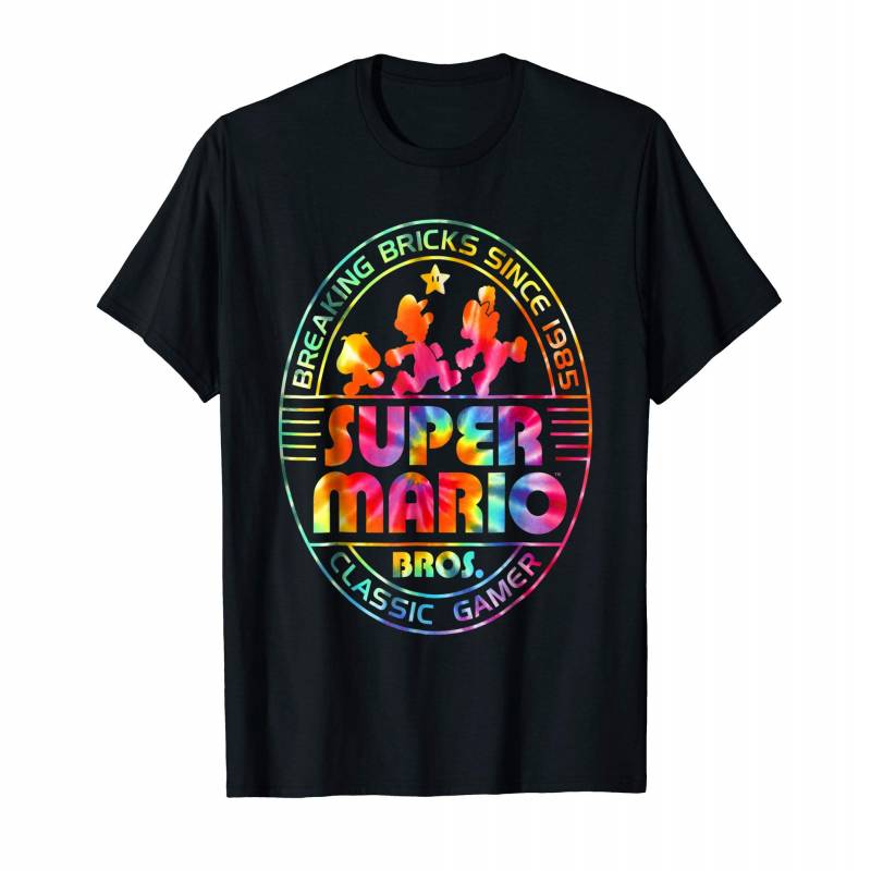 Super Mario Brick Break 85 Tie Dye Logo Graphic T-shirt