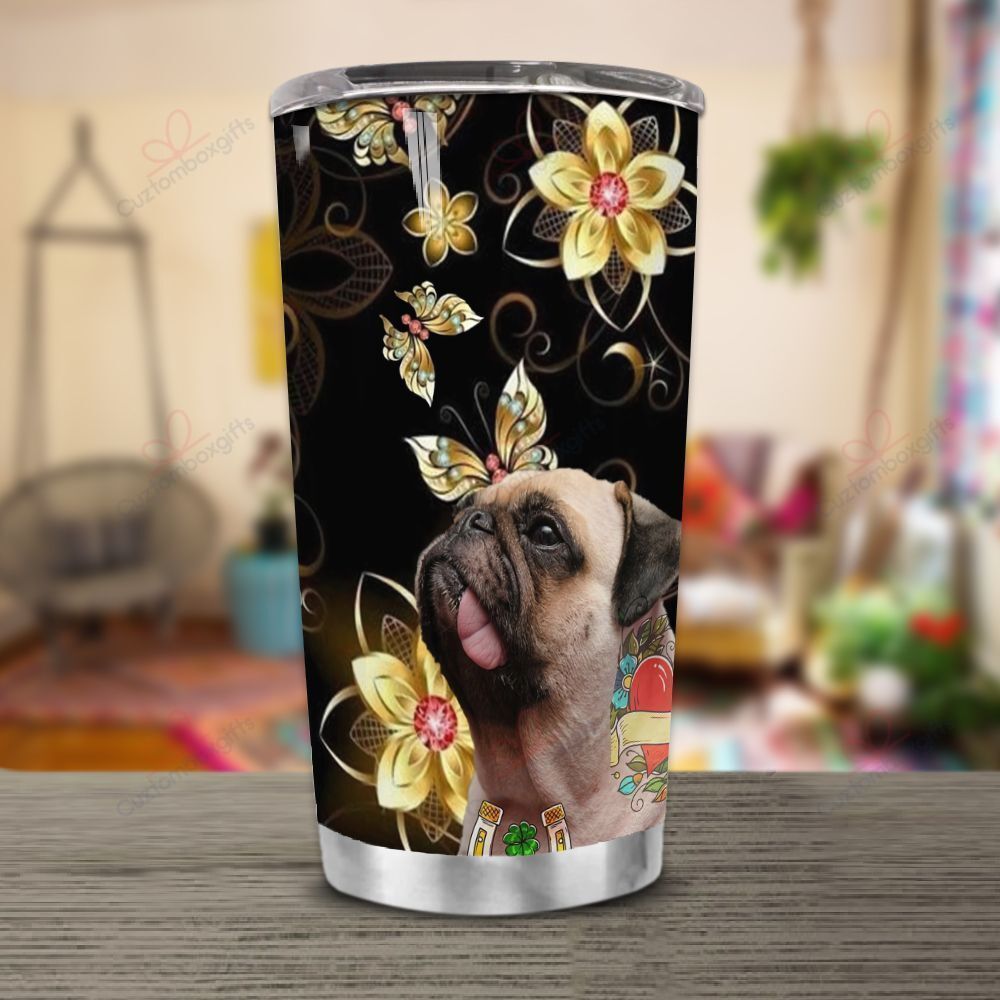 Personalized Pug Flower Tumbler