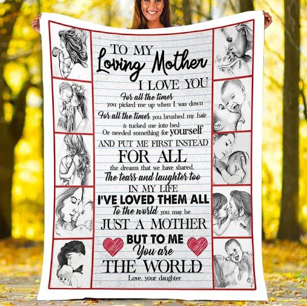 To My Loving Mother Just A Mother Fleece Blanket Gift For Mom From Daughter Home Decor Bedding Couch Sofa Soft And Comfy Cozy