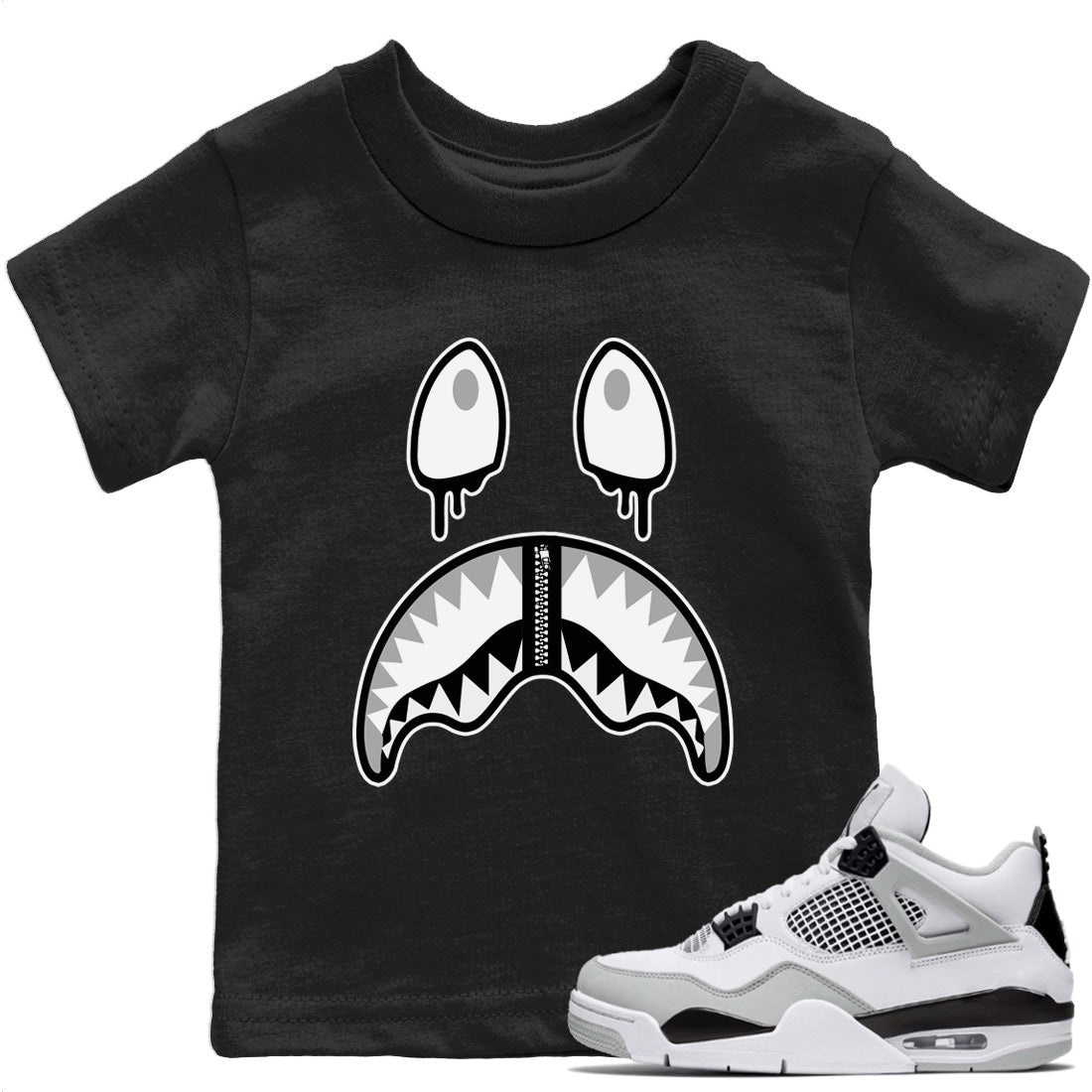 Shark Face T-Shirt – Air Jordan 4 Military Black Baby & Youth