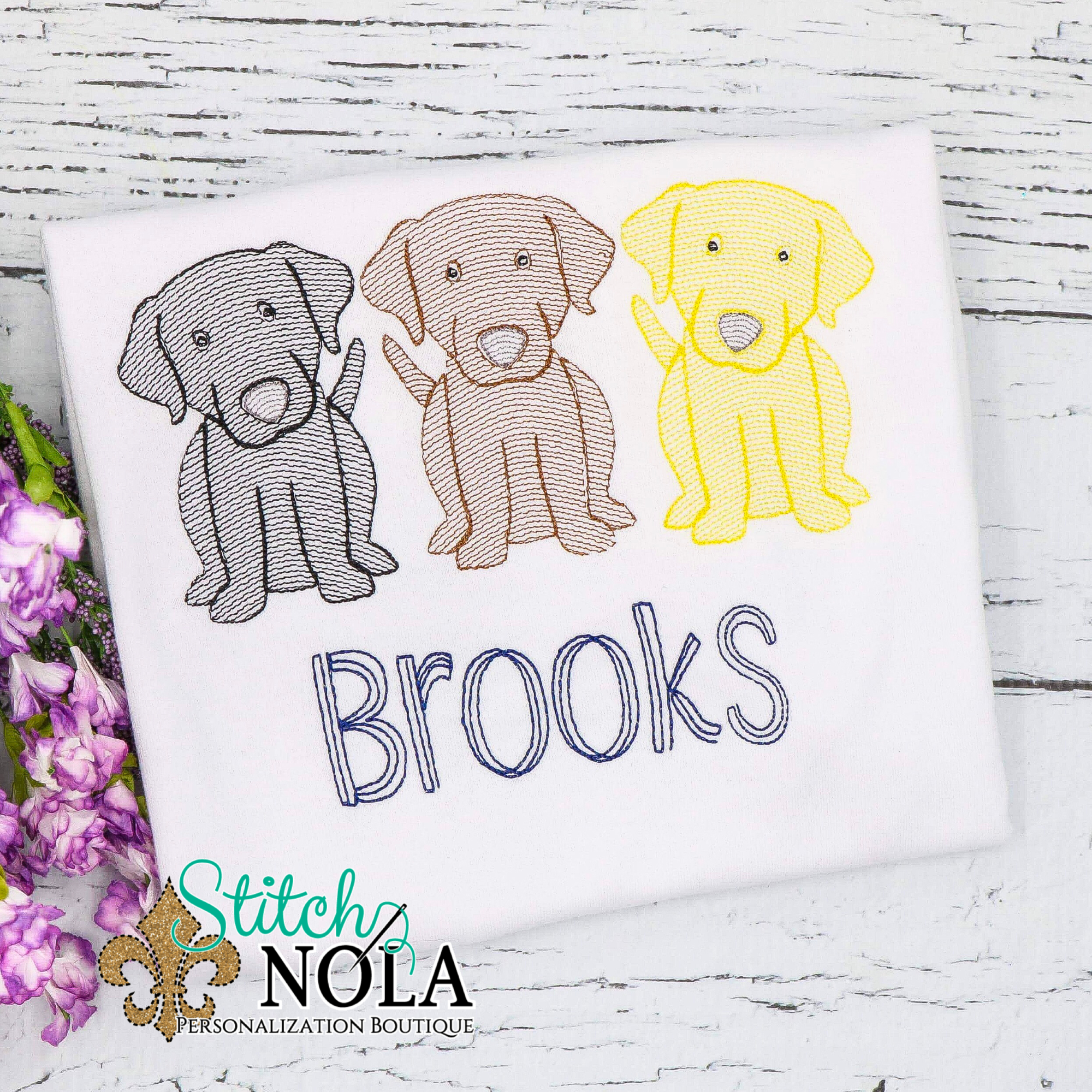 Personalized Lab Puppy Trio Sketch Shirt