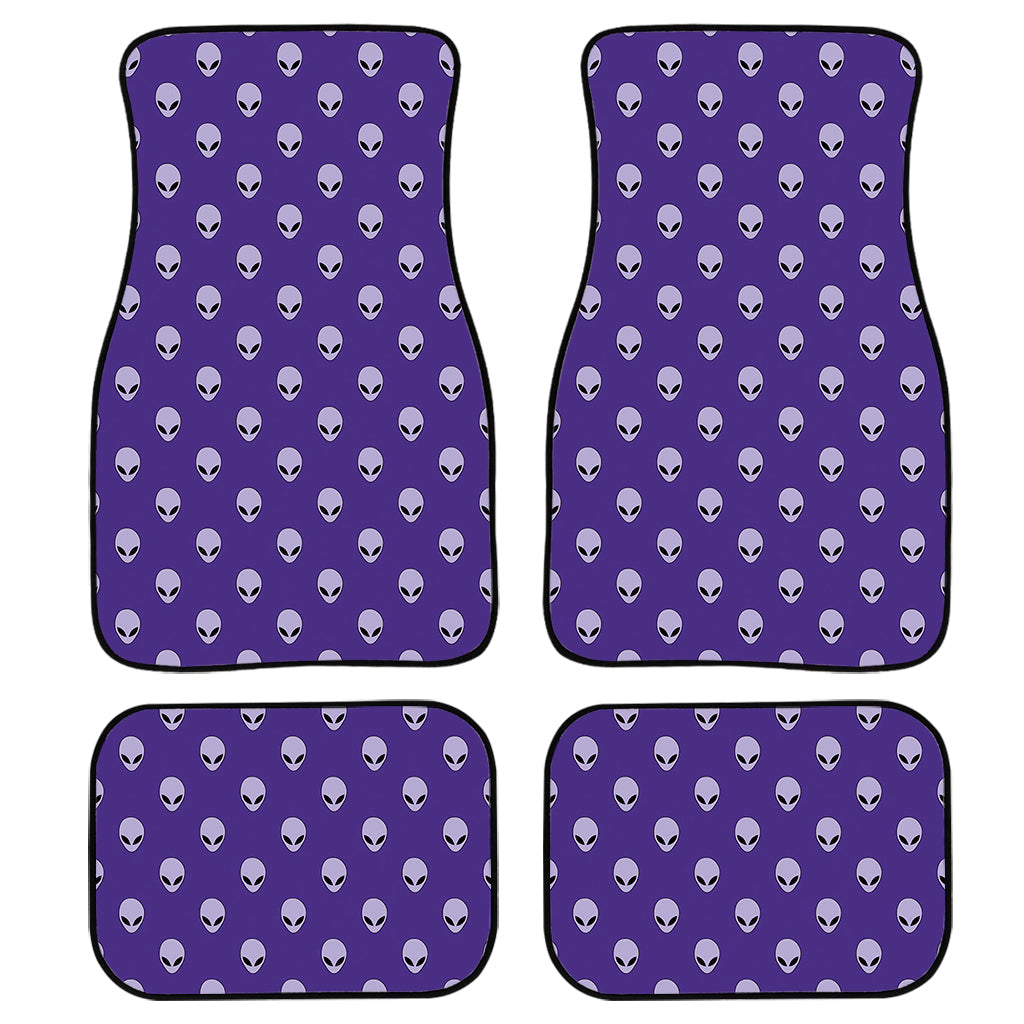 Purple Alien Face Pattern Print Front And Back Car Floor Mats, Front Car Mat