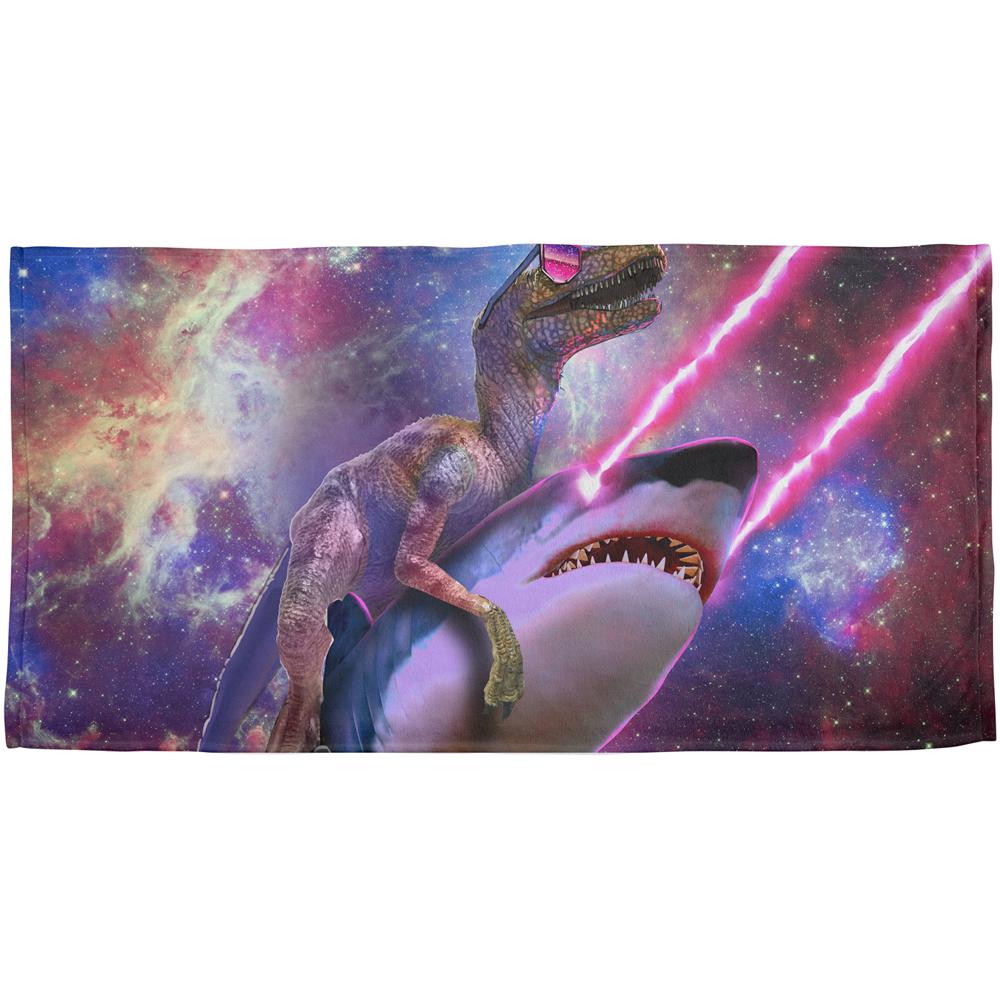 Velociraptor Laser Shark Galaxy Funny All Over Beach Towel