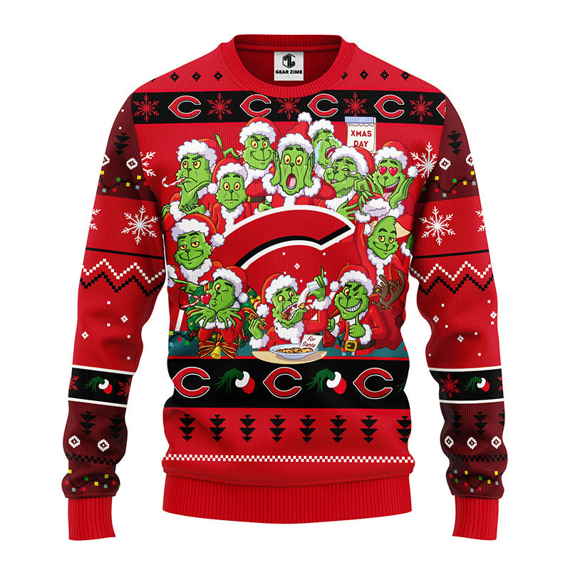 Cincinnati Reds 12 Grinch Xmas Day Christmas Ugly Sweater