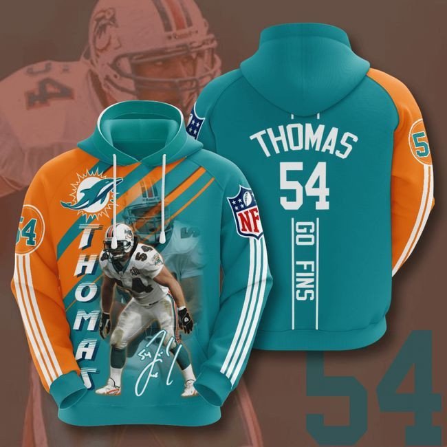 Miami Dolphins 54 Zach Thomas 71 Unisex 3D Hoodie Gift For Fans