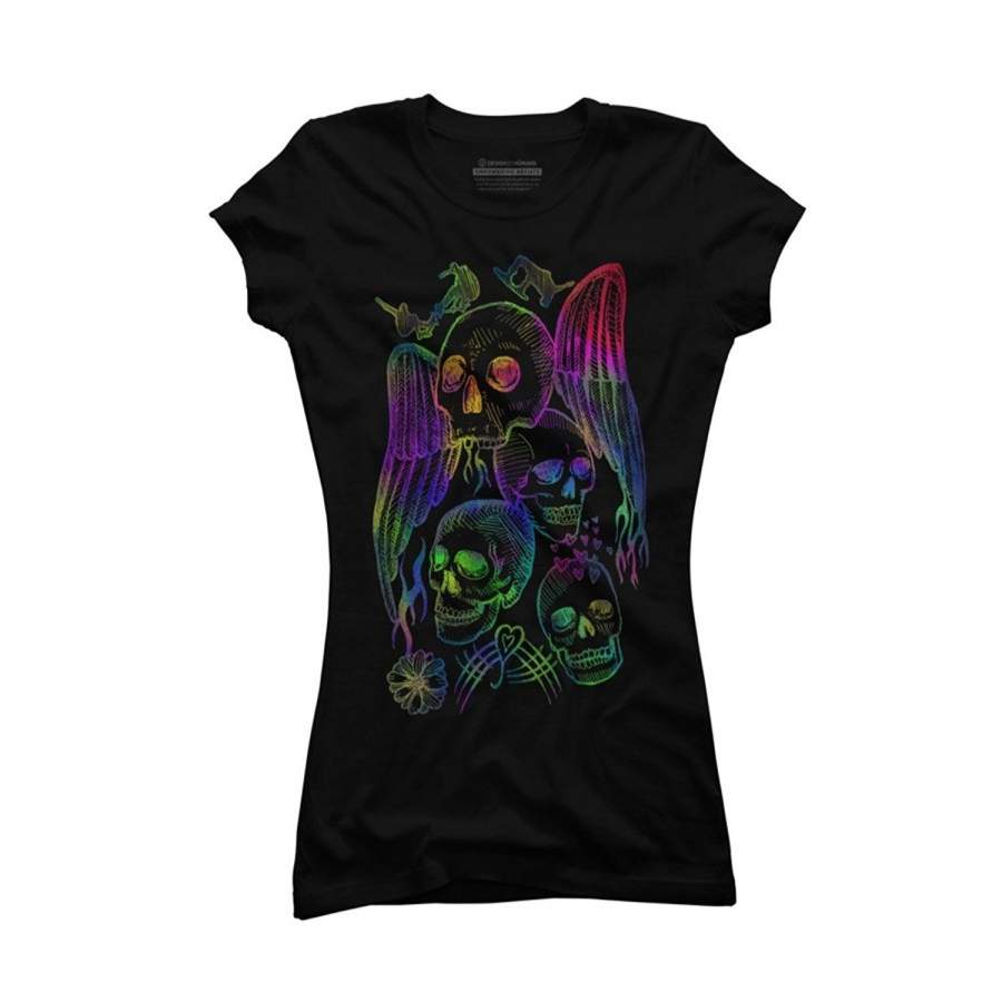 Women’S Fashion Summer T-Shirt Xtreme Skulls Neon Juniors’ Black Graphic T Shirt Women Funny T Shirts