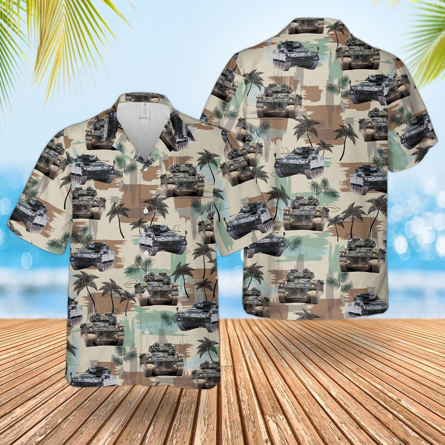 British Army Warrior Tracked Armoured Vehicle Hawaii Shirt Ha81510