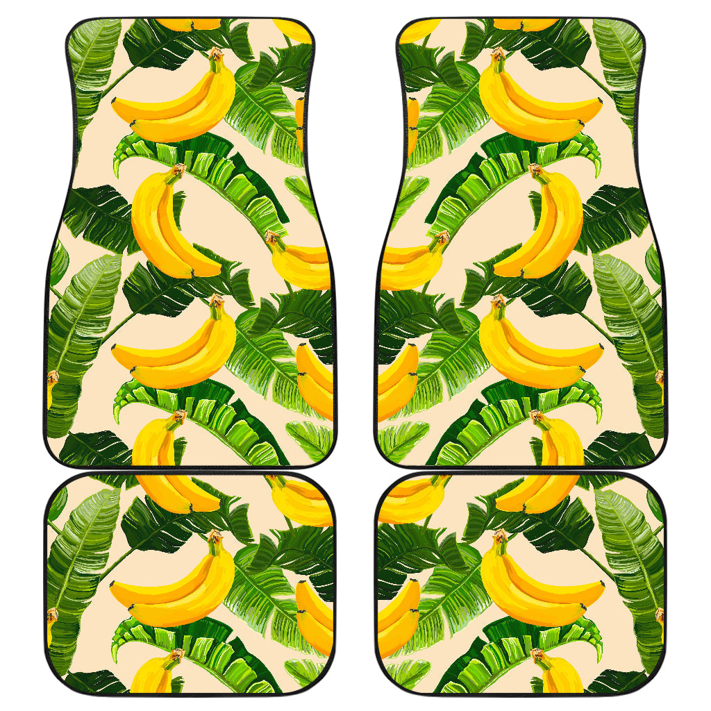 Aloha Banana Pattern Print Front And Back Car Floor Mats, Front Car Mat