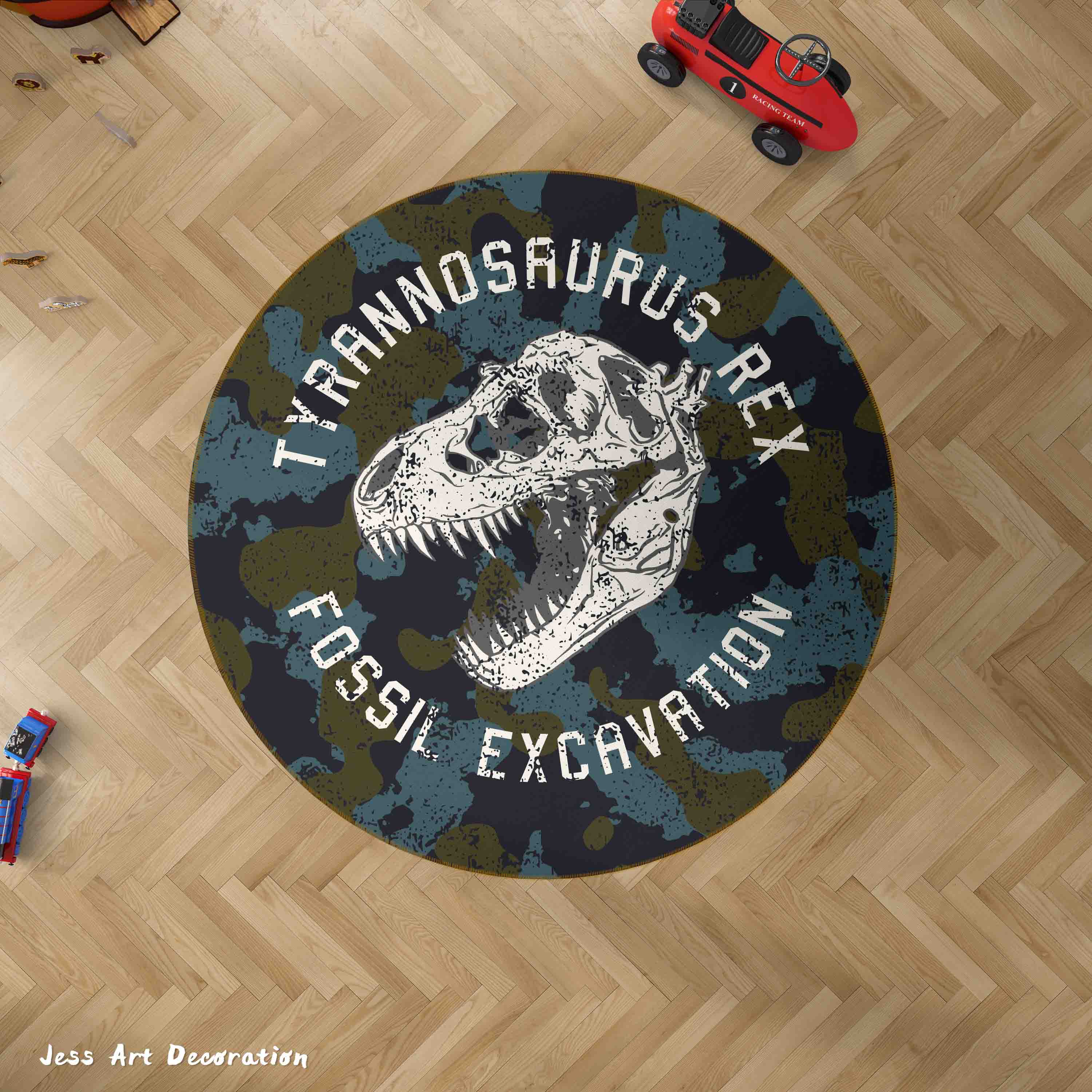 3D Cartoon Animal Dinosaur Kids Non-Slip Round Rug Mat 26