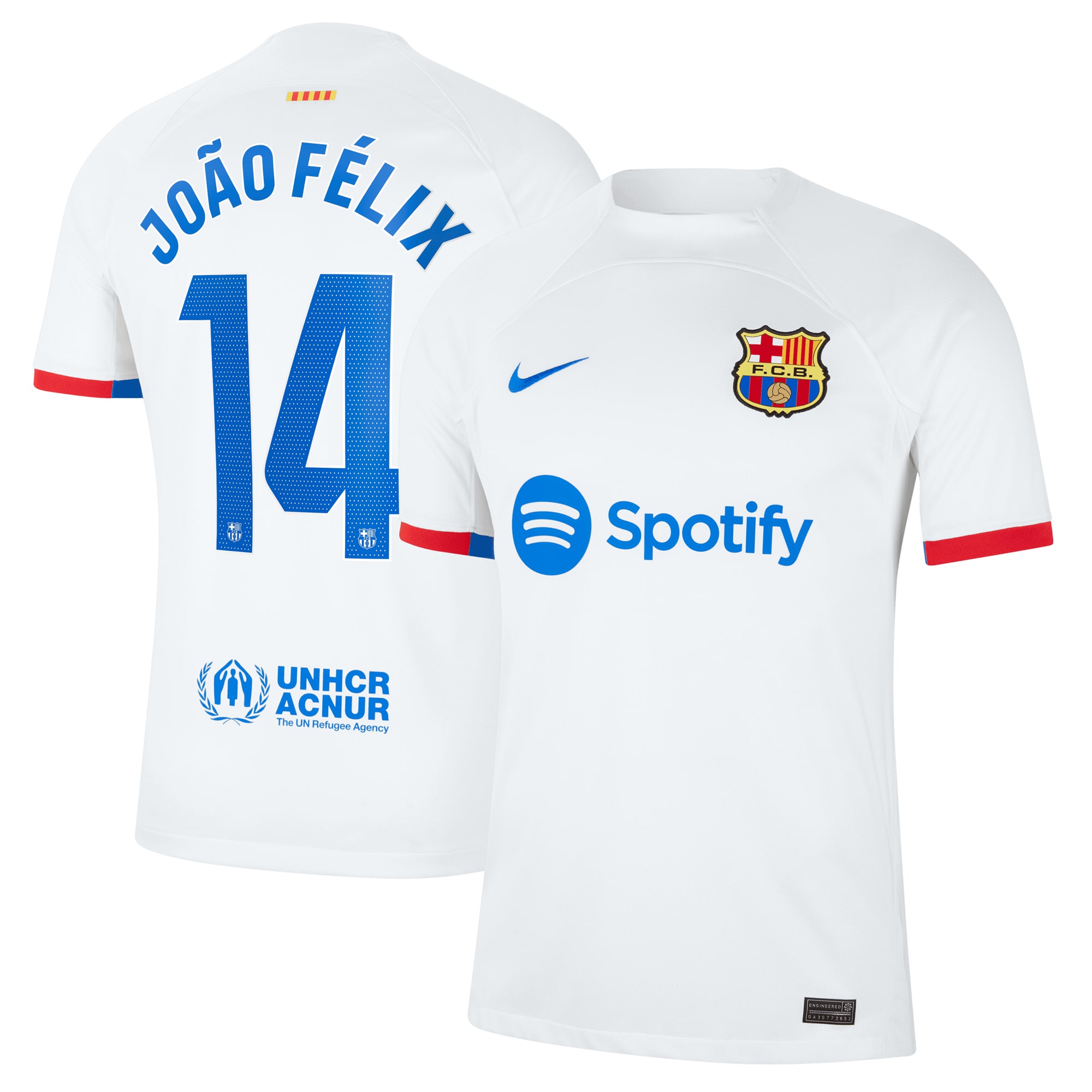 João Félix Barcelona 2023/24 Away Stadium Replica Player Jersey – White