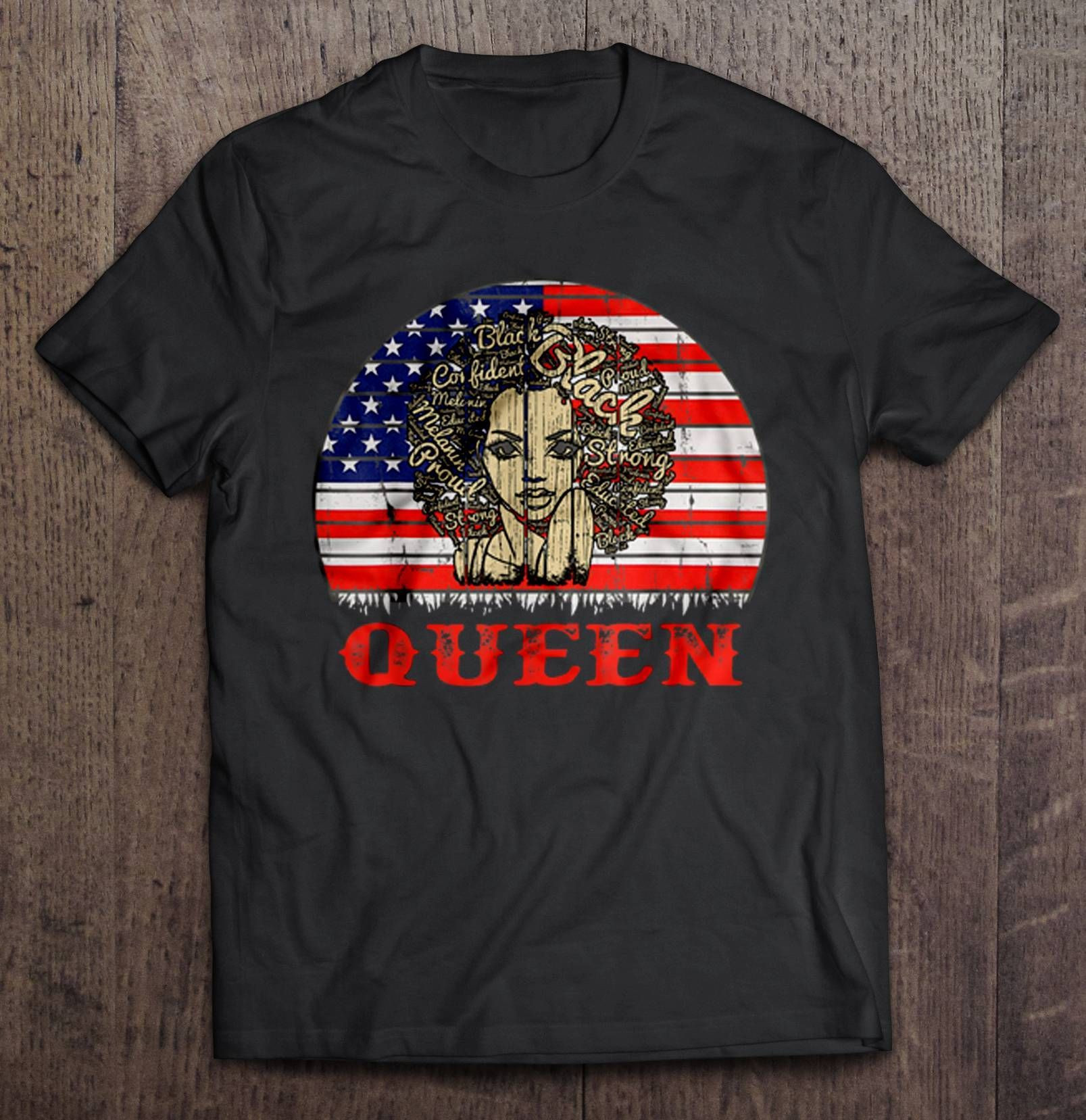 Queen America Black Queen 4Th Of July American Flag T Shirt Hoodie Sweater  Size S-5Xl