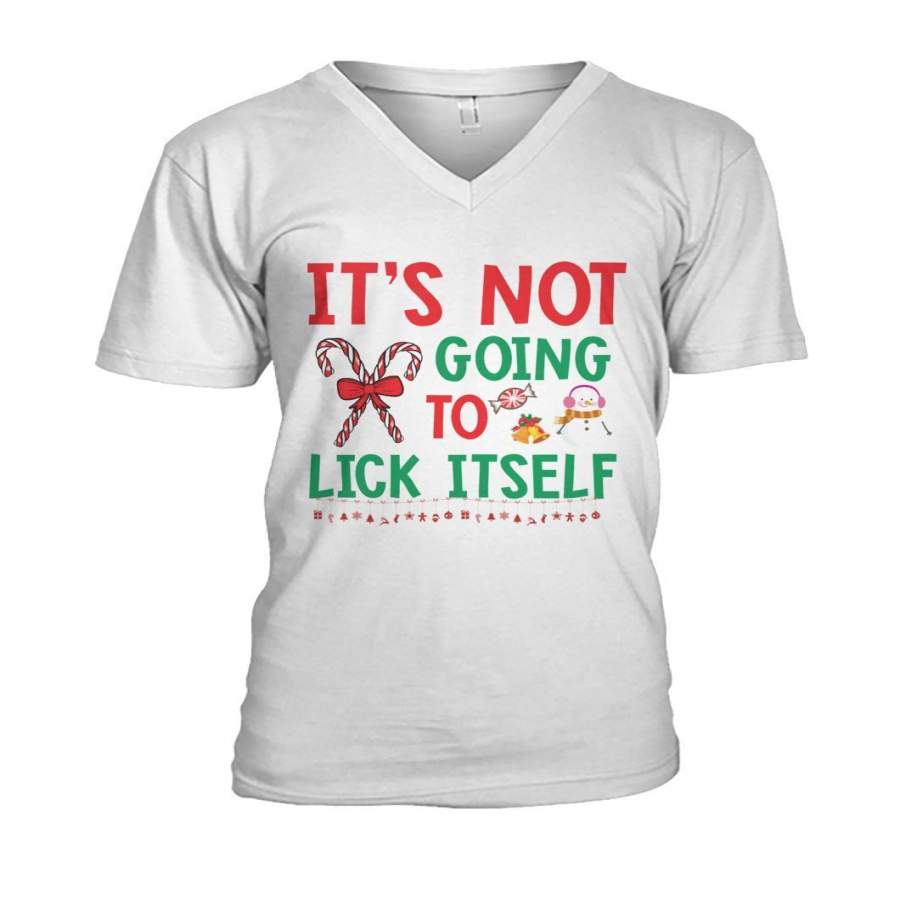 Christmas Its Not Going To Lick Itself Candy Cane Guys V-Neck