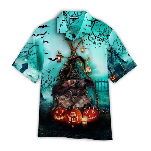 Black Cat And Pumkin Happy Halloween Hawaii Shirt For Men Women Ha98597