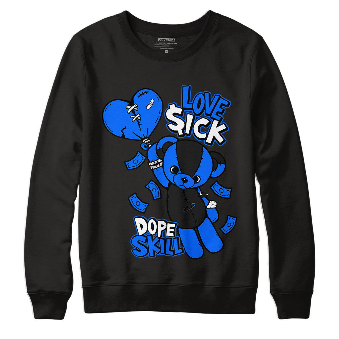 Yz 350 Boost V2 Dazzling Blue Dopeskill Sweatshirt Love Sick Graphic