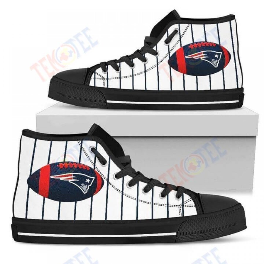 Mens Womens Straight Line With Deep Circle New England Patriots High Top Shoes TMT536