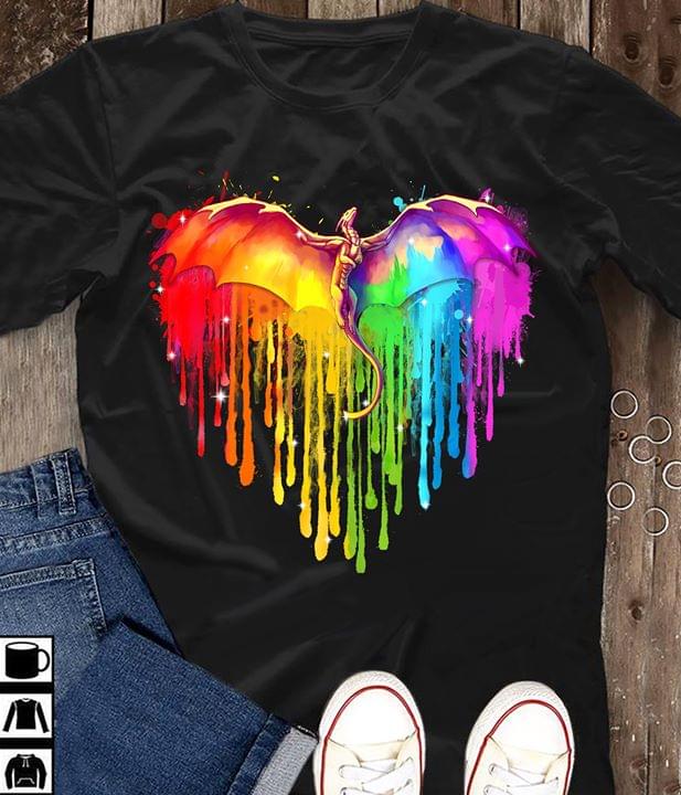 Lgbt Dragon Melting Heart Pride For Lovers Cotton T Shirt