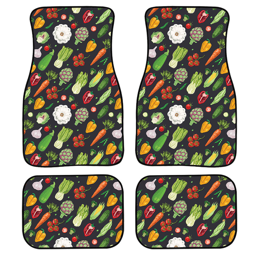 Colorful Vegetable Pattern Print Front And Back Car Floor Mats, Front Car Mat