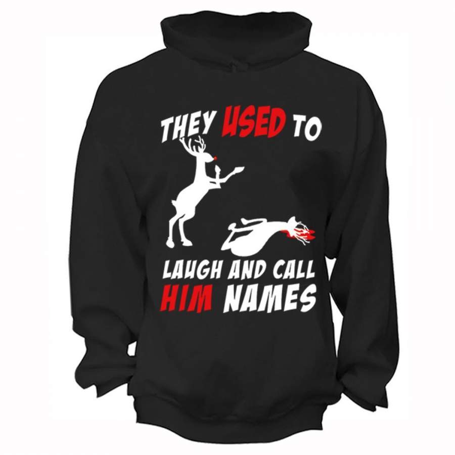 XtraFly Apparel Men’s Reindeer Laugh And Call Him Names Ugly Christmas Hooded-Sweatshirt Pullover Hoodie