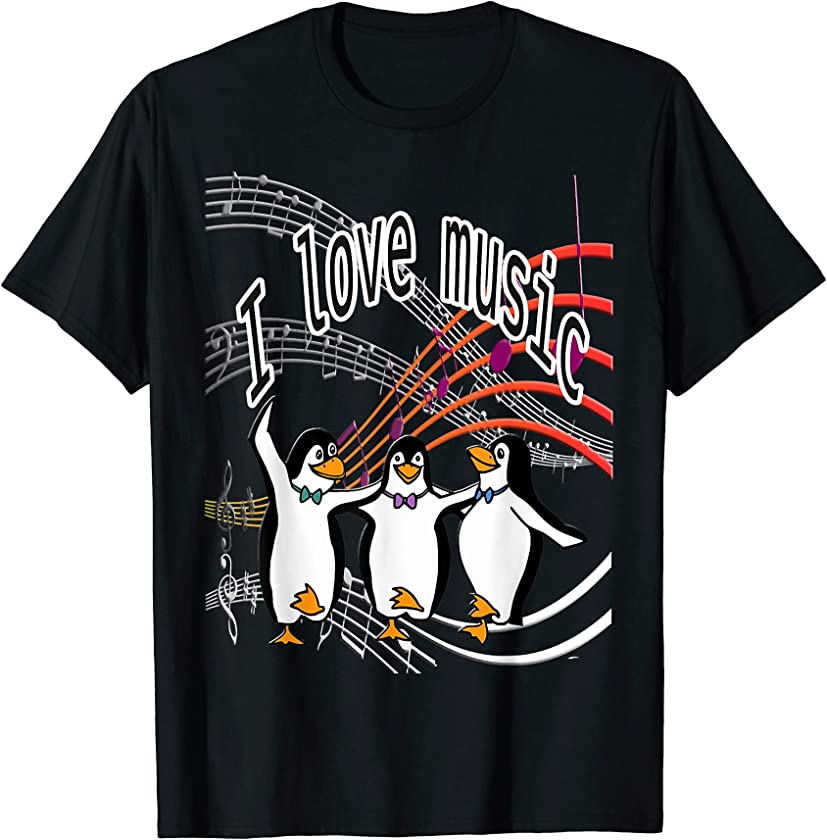 Love-Of-Music Funny Penguins For Men Women T-Shirt