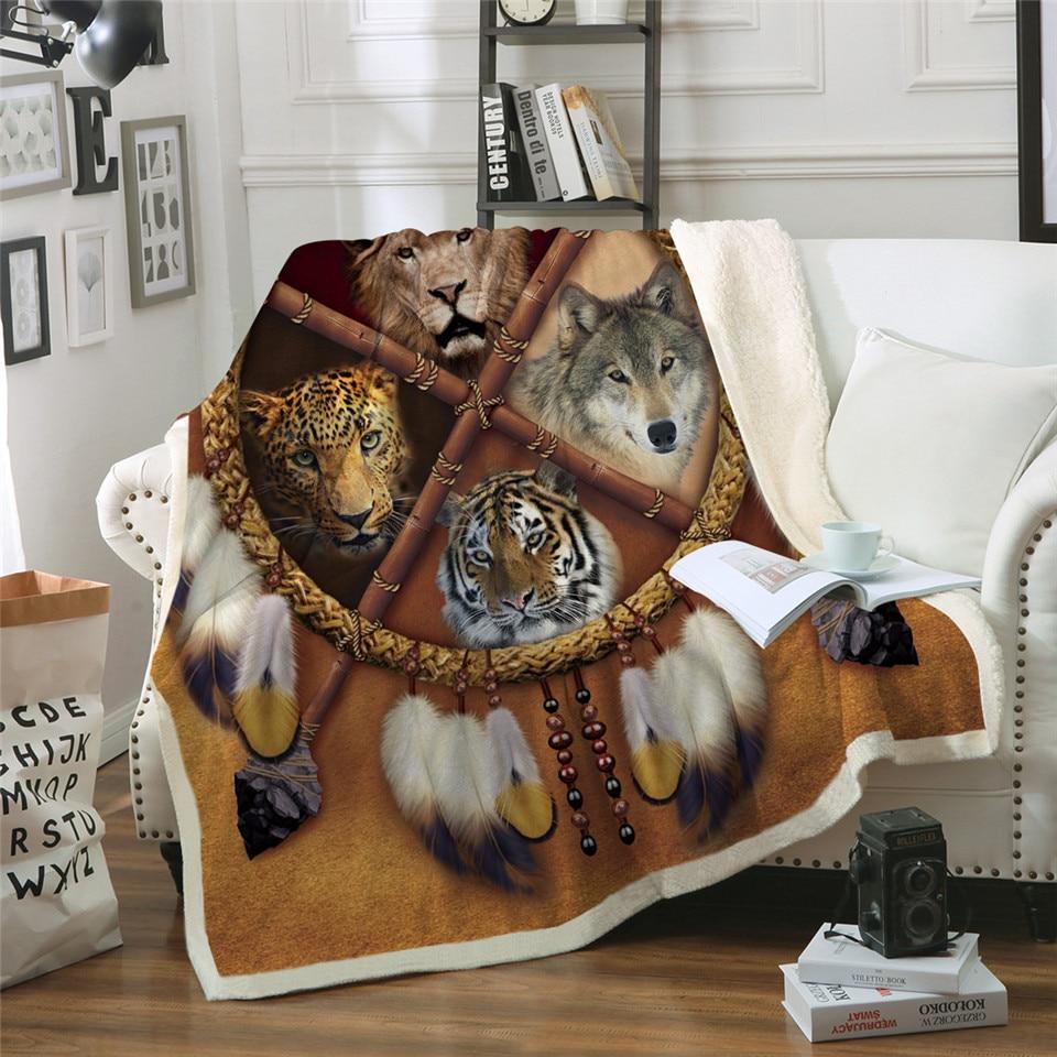 Wolf Animal Dreamcatcher Blanket Native American Style Lt10