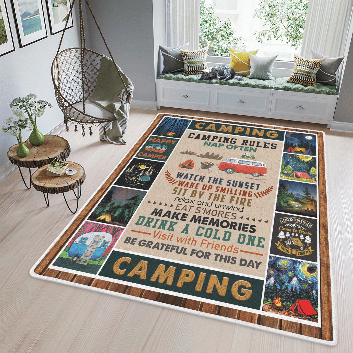 Wooni Camping Rules Area Rug W051125