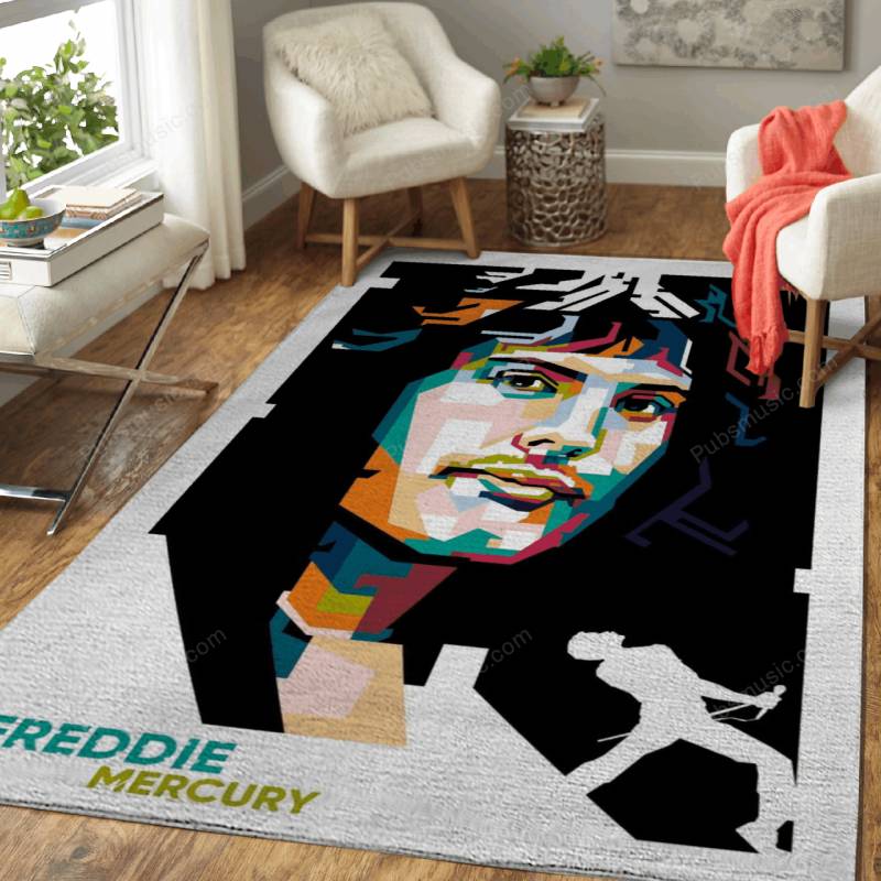 Freddie Mercury in WPAP – Pop Art Illustration Area Rug Carpet