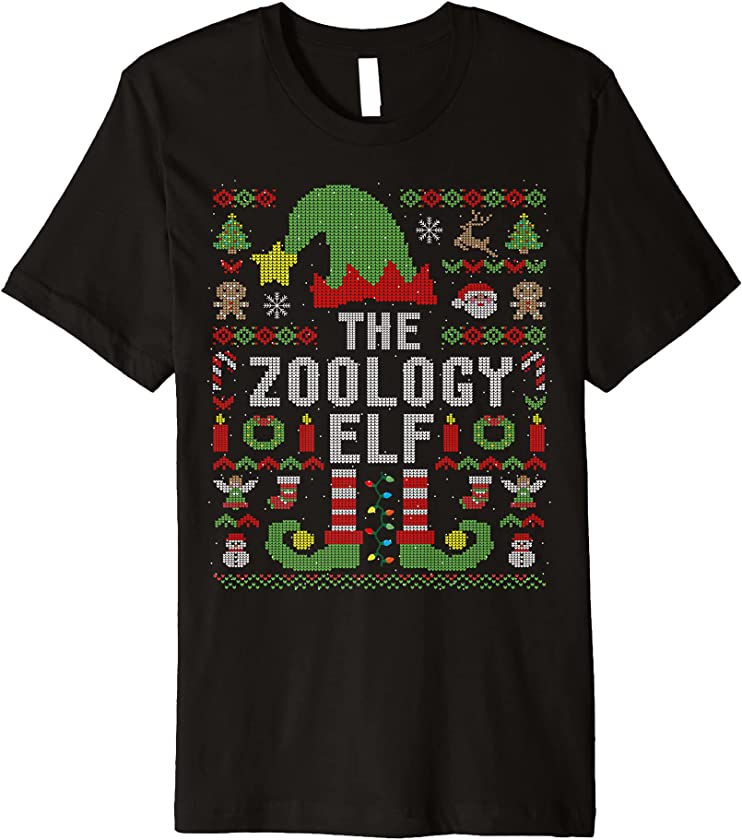 The Zoology Elf Ugly Christmas Matching Family Group Premium T-Shirt