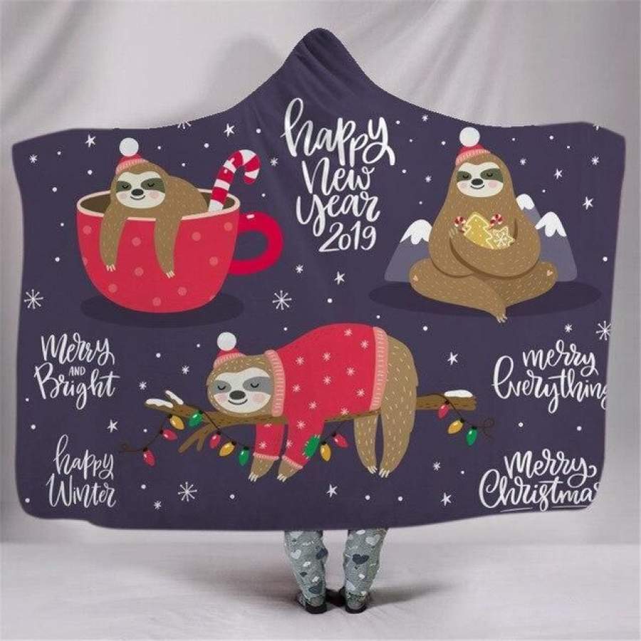 X-Mas Lazy Sloth Hooded Blanket Christmas Decoration Ideas Christmas Gift Ideas