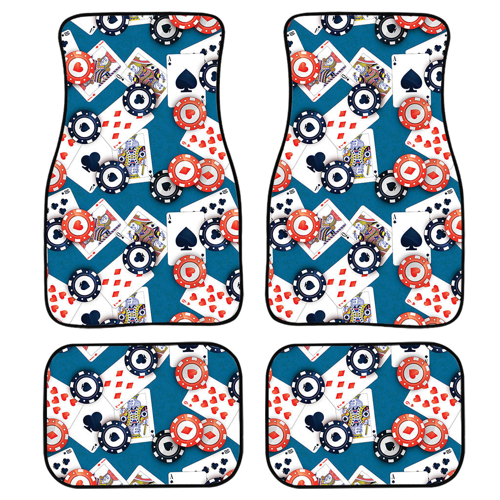 Casino Poker Pattern Print Front And Back Car Floor Mats, Front Car Mat