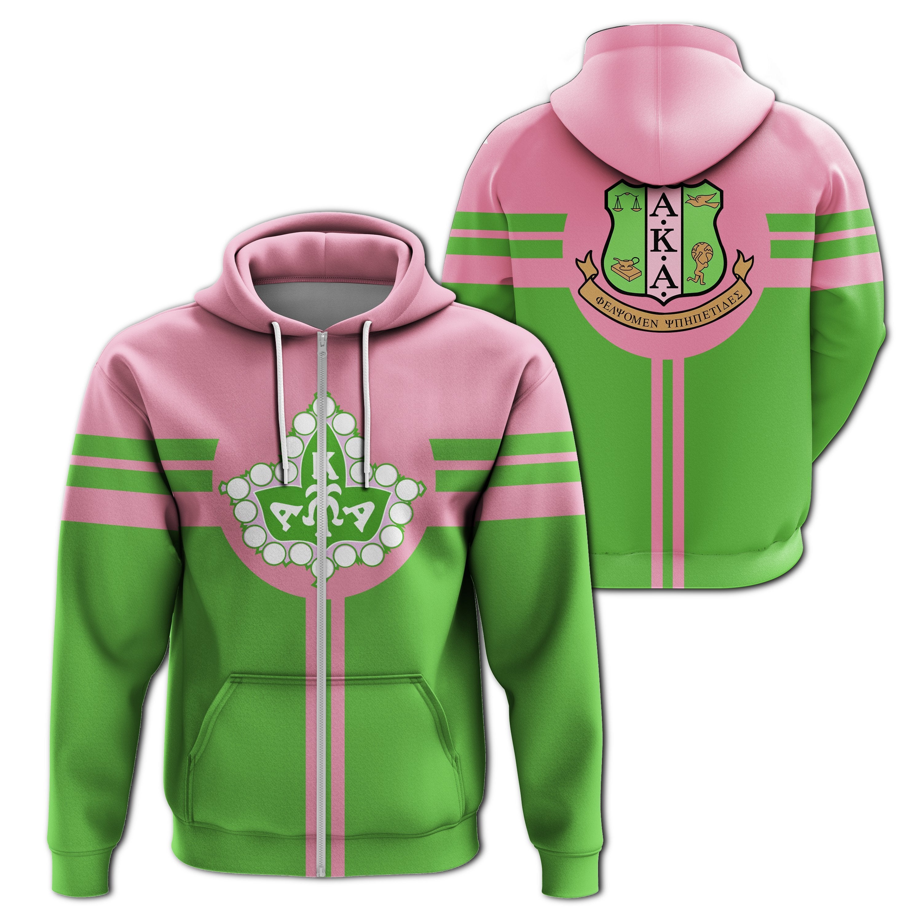 Greek Life Hoodie – Alpha Kappa Alpha Zip Hoodie – Extra Style