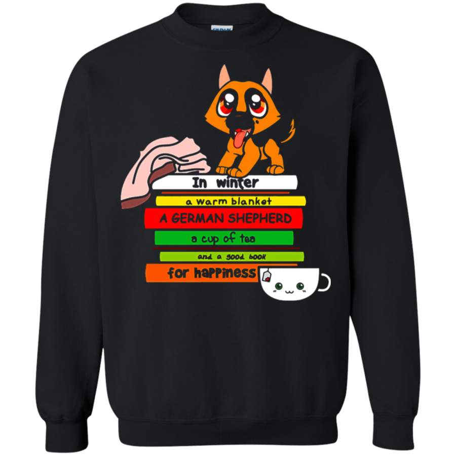 AGR In Winter A German Shepherd Book And Tea For Happiness Sweatshirt