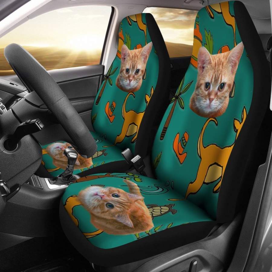 Yellow Cat Car Seat Covers  For Cat Lover