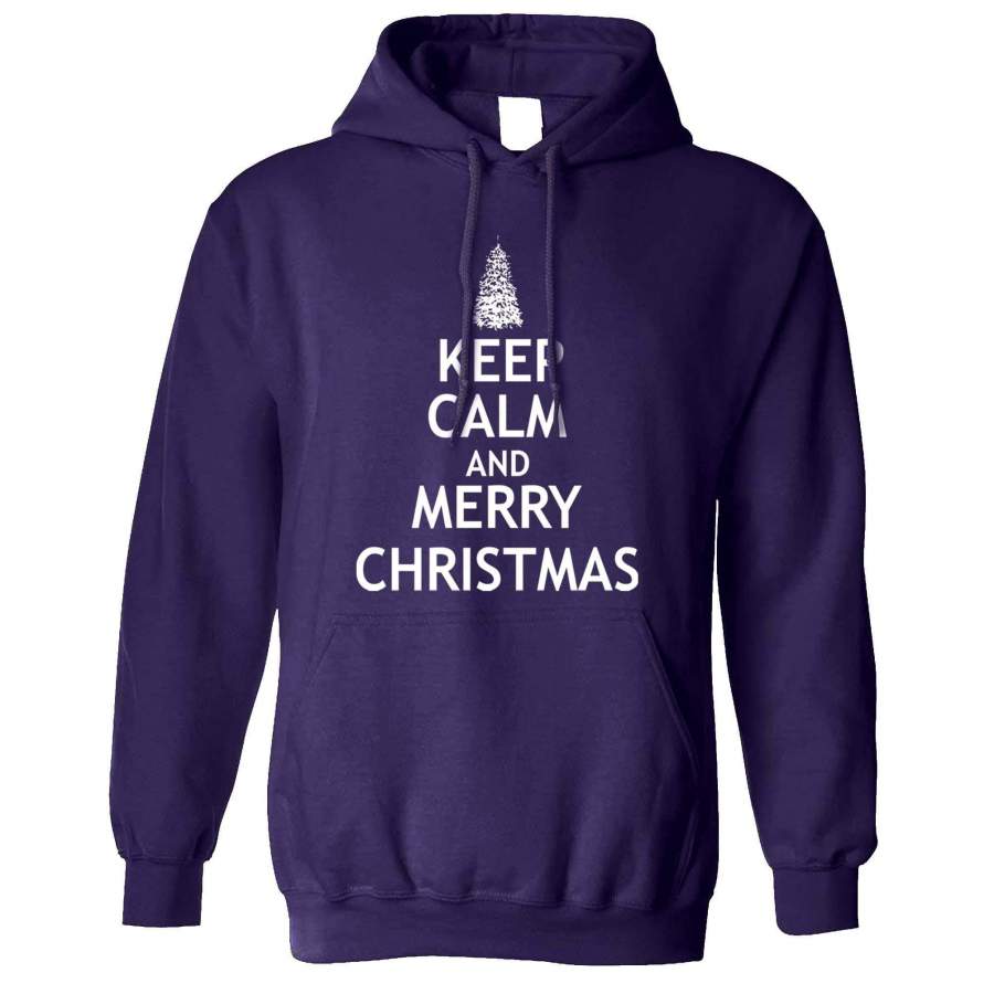 Christmas Hoodie Keep Calm And Merry Xmas Hooded Jumper