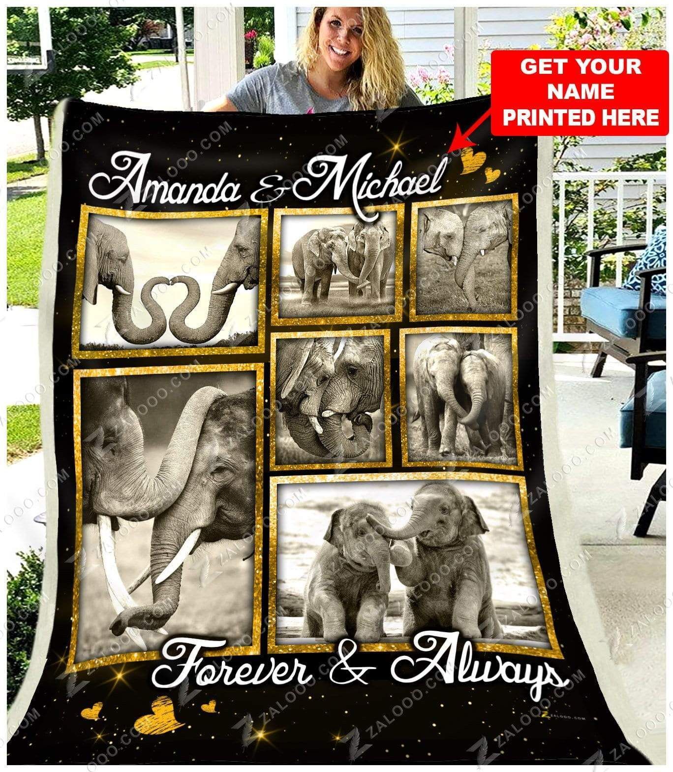 Blanket – Elephant – Personalized Name – Forever And Always