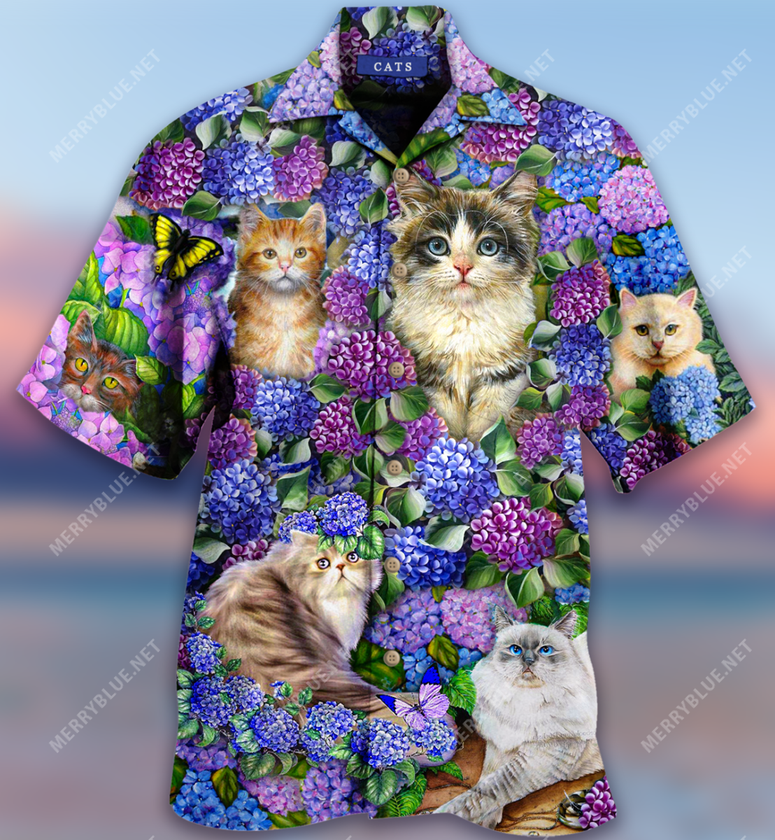 Cat In Hydrangea Garden Hawaii Shirt Ha83582