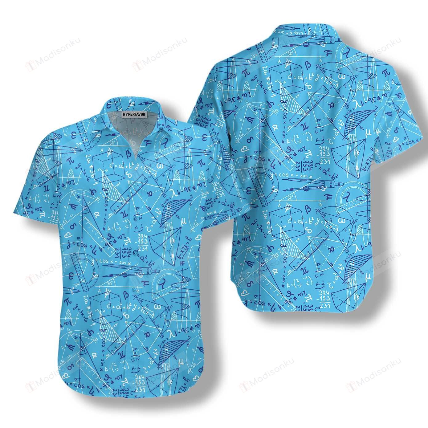 Math Hawaiian Shirt Mathematic Geometry Blue Aloha Ha99277