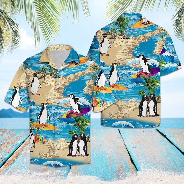 Penguin Summer Vacation Hawaiian Shirt Summer Button Up For Men, Women, Couple