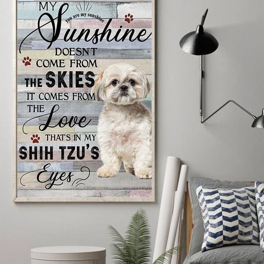 Shih tzu’s sunshine the skies love eyes dogs animals  Home Living Room Wall Decor Vertical Poster Canvas G95