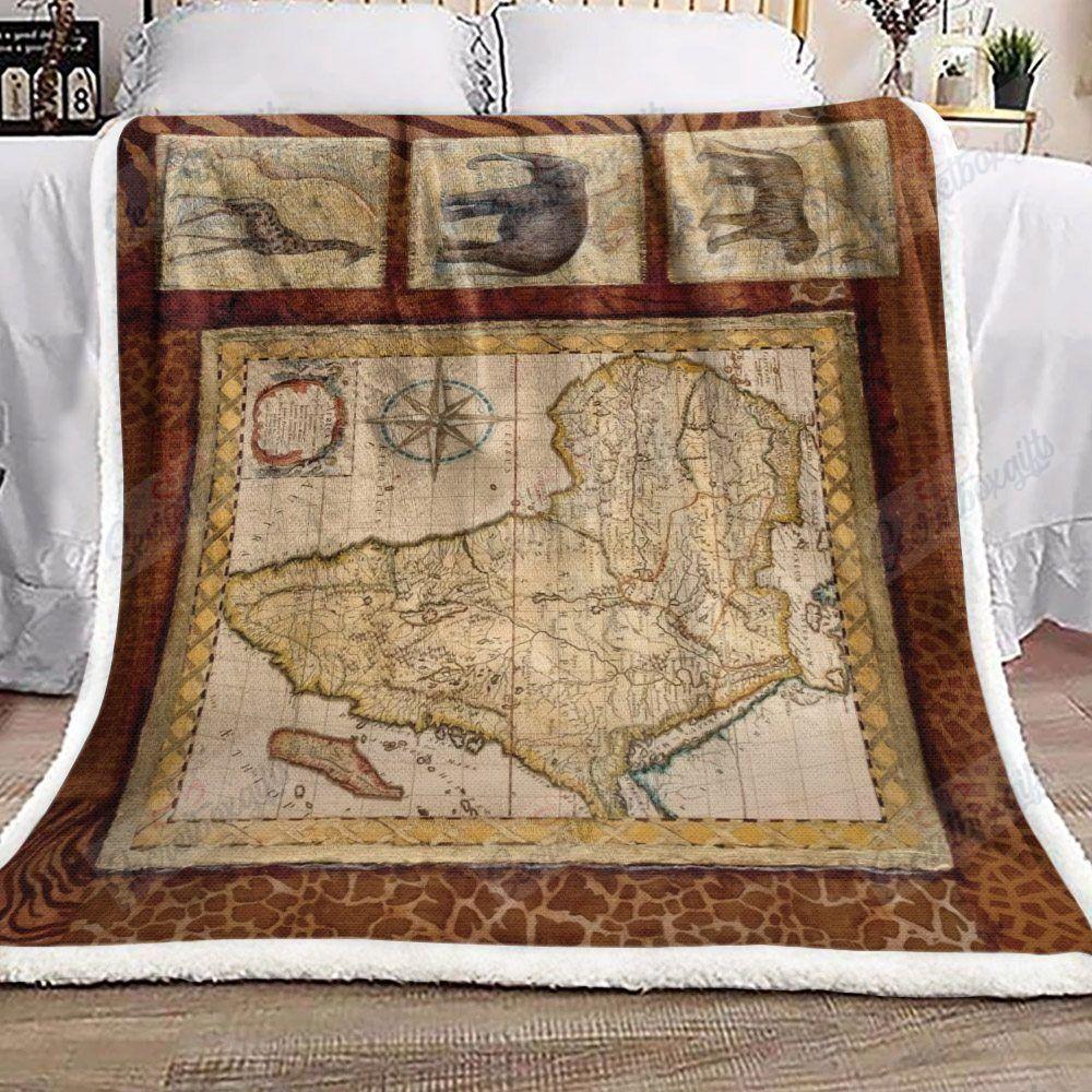 Africa Map And Animals Gs-Cl-Ld2906 Fleece Blanket