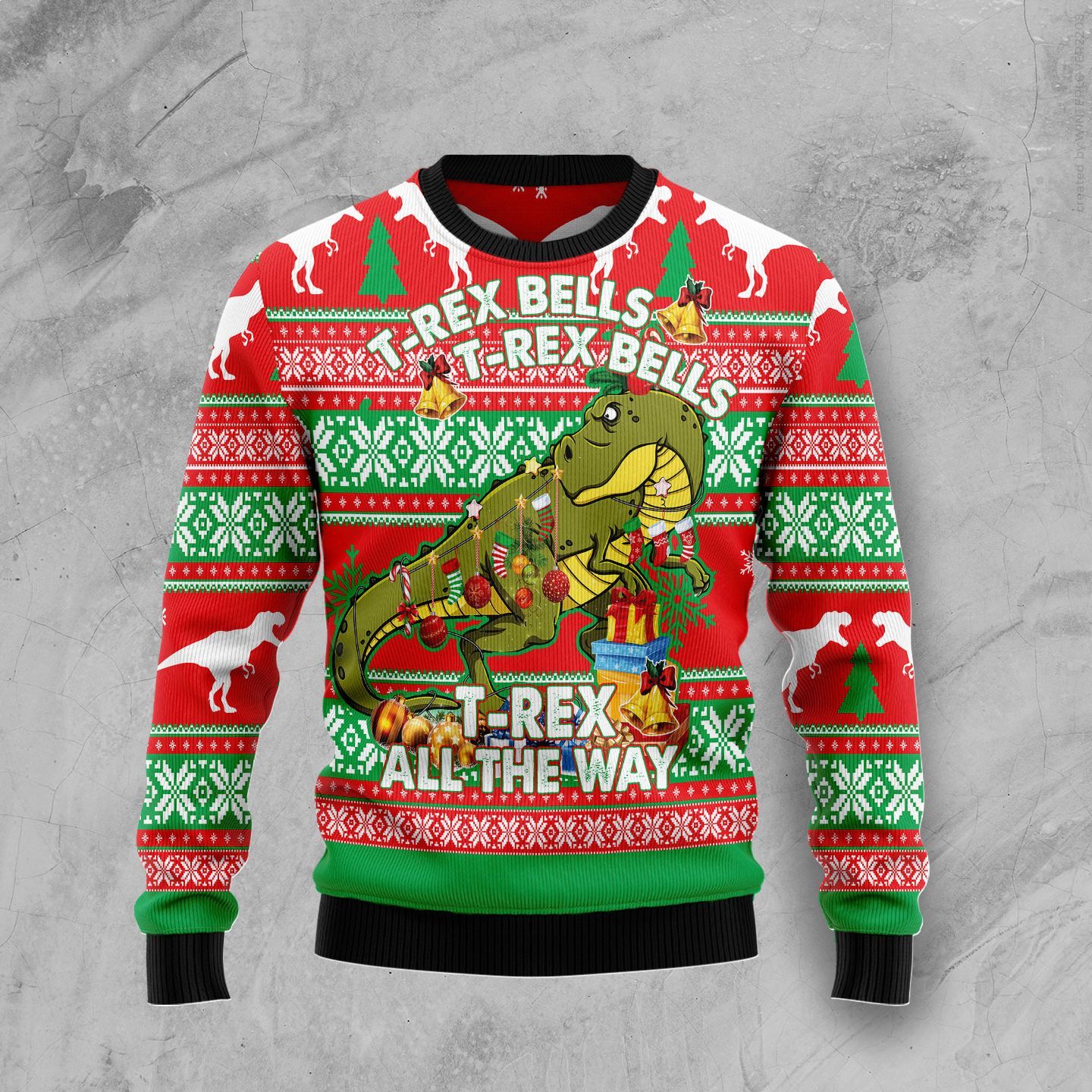 T-Rex Tree Christmas Ugly Sweater