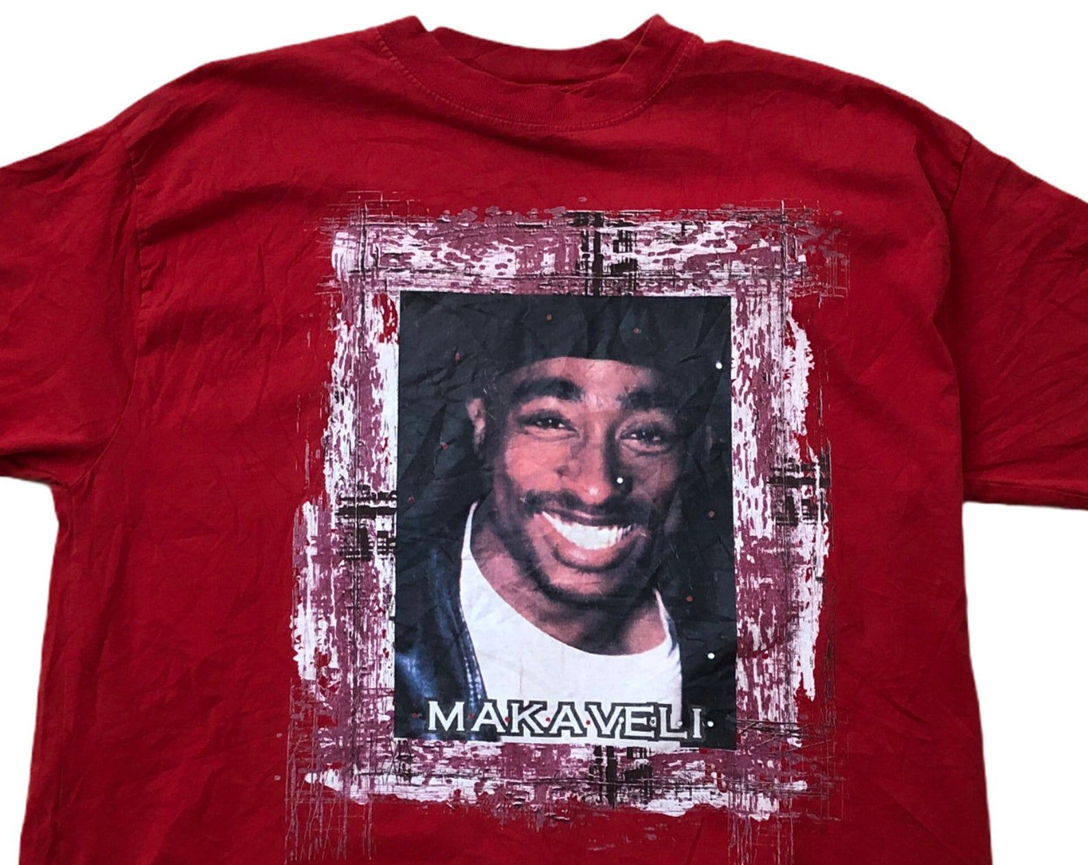 Makaveli Vintage Tupac Shakur 2Pac 90S Snoop Dre Death Row Records Hip Hop Rap Tribute Rare Bootleg Jeweled Red T-Shirt
