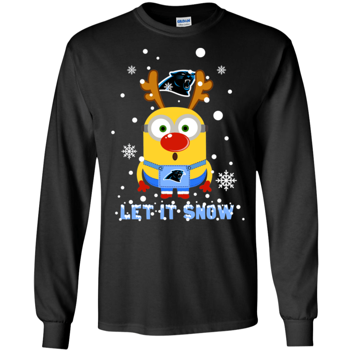 Buy Minion Carolina Panthers Ugly Christmas Sweaters Let It Snow Ls Cotton T-Shirt