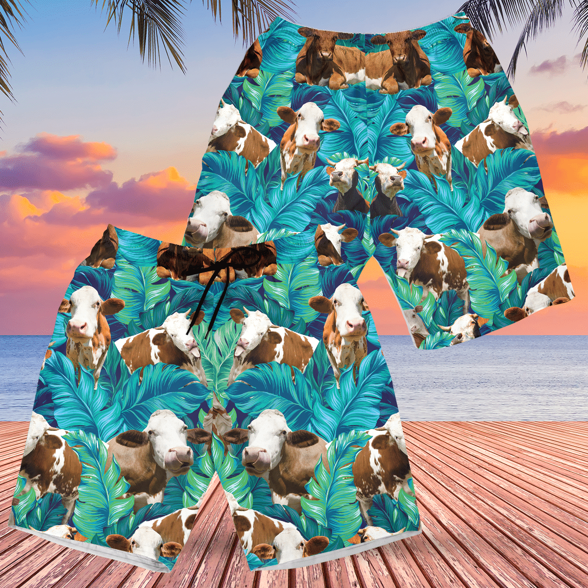 Simmental Cattle Lovers Hawaiian Shorts – Hawaiian Shirt For Men, Hawaiian Shirt For Women, Aloha Shirt