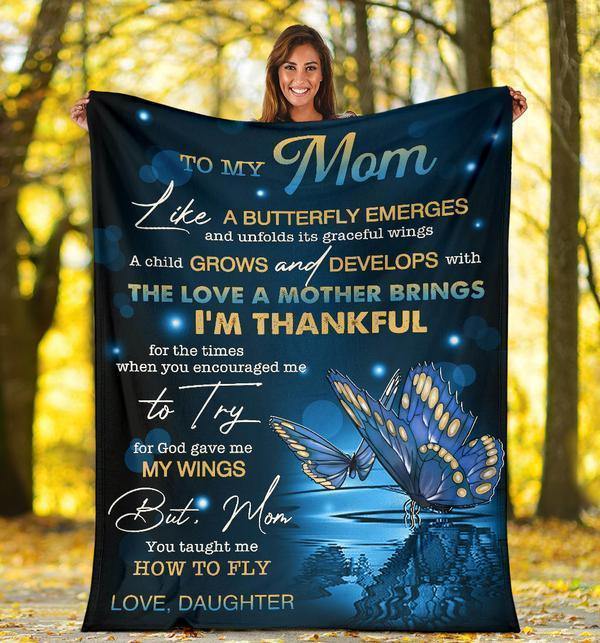 To My Mom Blue Butterfly – Gift For Mom For Mother’S Day, Unique Gifts Home Decor Gift For Family – Sherpa Blanket Fleece Blanket