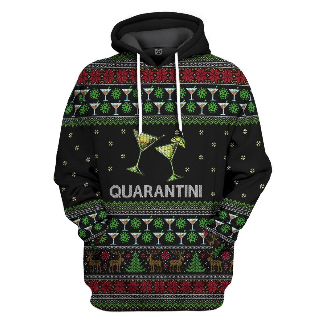 Casespring 3D Quarantini Ugly Christmas Sweater Custom Tshirt Hoodie Apparel