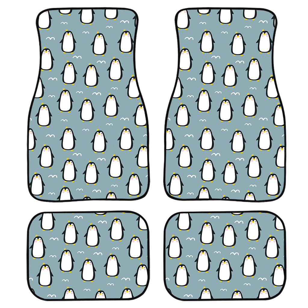 Cartoon Emperor Penguin Pattern Print Front And Back Car Floor Mats