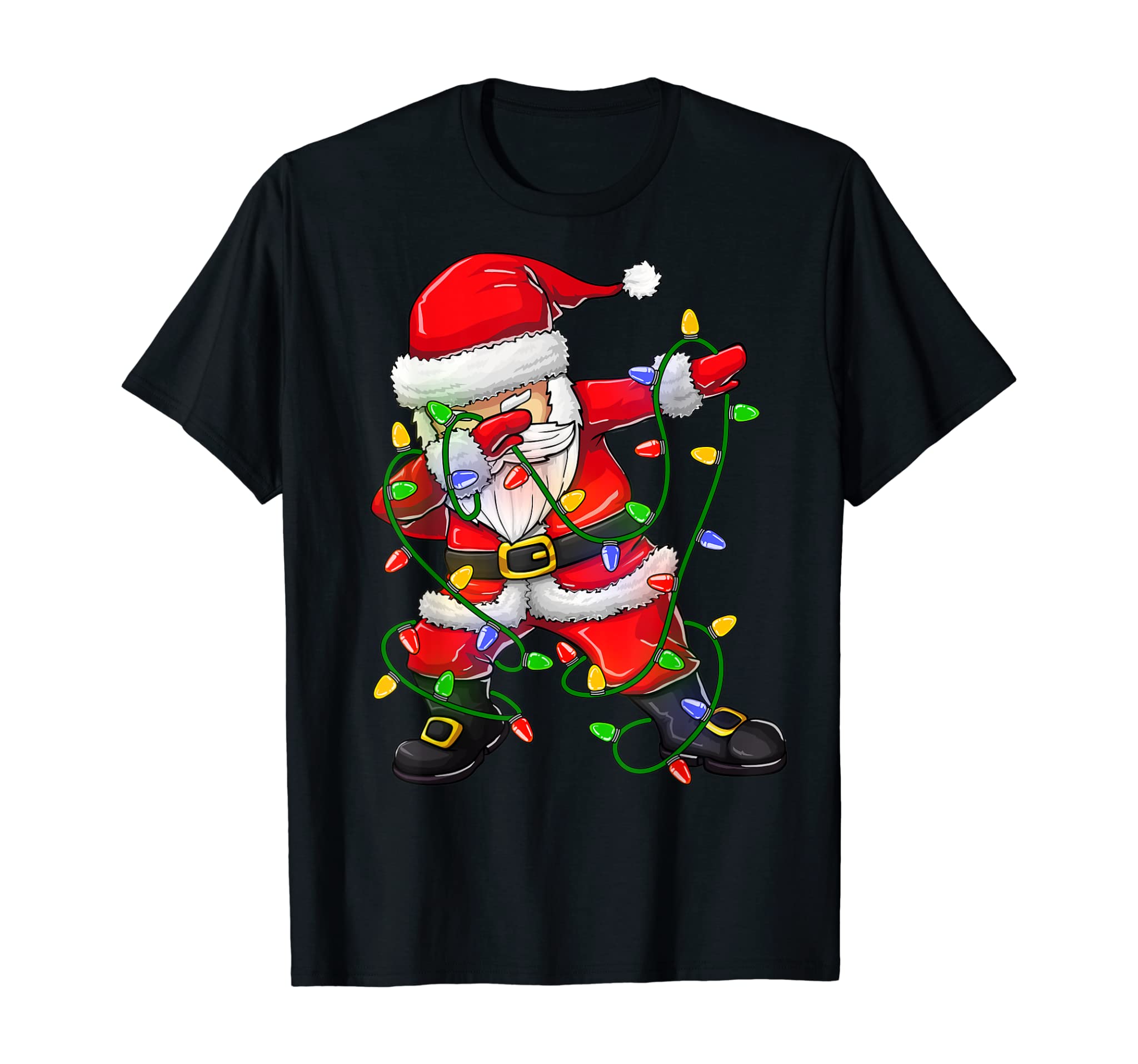 Dabbing Santa Shirt For Boys Girls Christmas Tree Lights T-Shirt