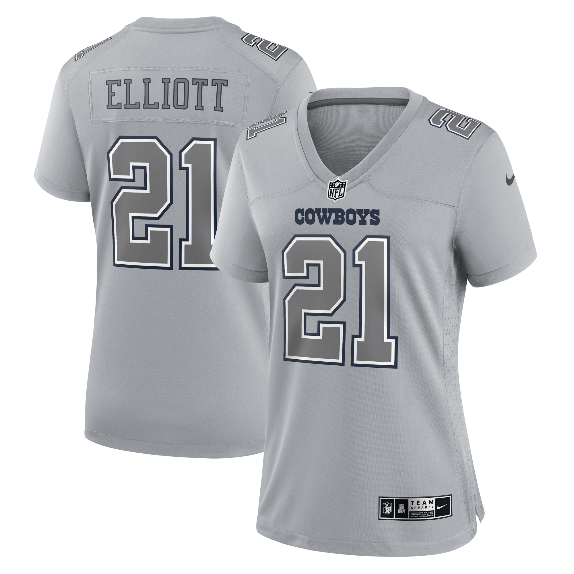 Women’s Dallas Cowboys Ezekiel Elliott Gray Atmosphere Fashion Game Jersey