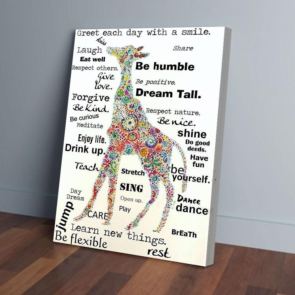 Great Each Day With A Smile Laugh Kiss Giraffe Matte Canvas